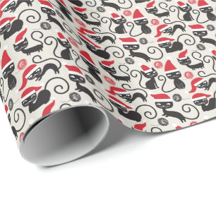 Schattige kerstkatten uit Vintage in Santa Hats Cadeaupapier
