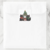 Schattige Kerstkatten Vierkante Sticker (Tas)