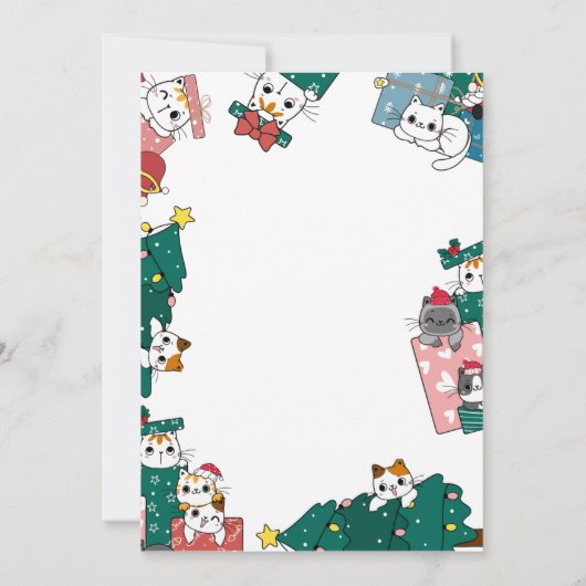 Schattige kerstkattenfeest kaart (Achterkant)