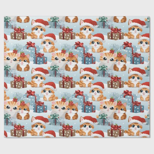 Schattige kerstkernen cadeaupapier (Vlak)