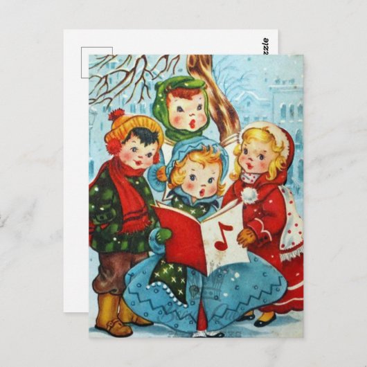 schattige kerstkerst-kinderen briefkaart (Voorkant / Achterkant)