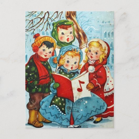 schattige kerstkerst-kinderen briefkaart (Voorkant)