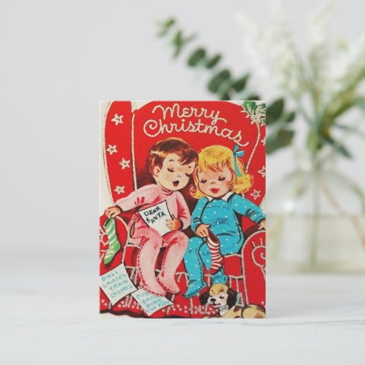 schattige kerstkerst-kinderen briefkaart (Staand voorkant)