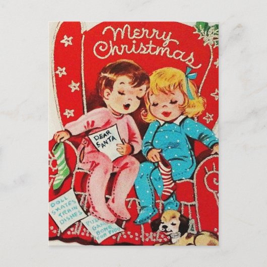 schattige kerstkerst-kinderen briefkaart (Voorkant)