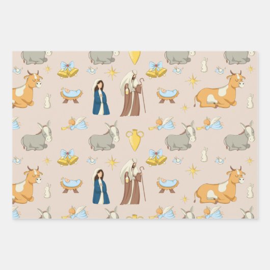 Schattige kerstkerstkerstpatroon inpakpapier vel (Voorkant)