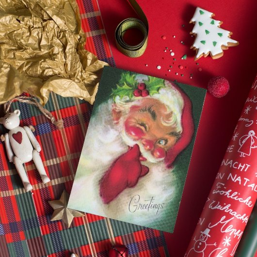 schattige kerstkerstman feestdagen kaart