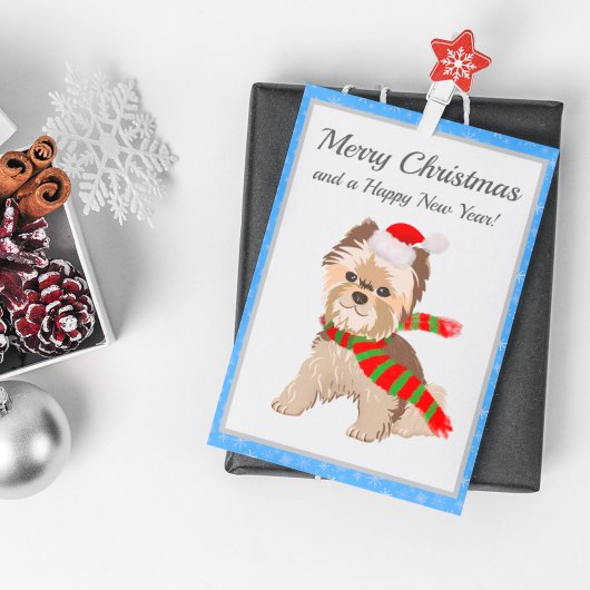 Schattige kerstkie in Santa Hat Merry Feestdagenkaart