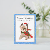 Schattige kerstkie in Santa Hat Merry Feestdagenkaart (Staand voorkant)