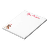 Schattige kerstkie in Santa Hat Merry Notitieblok (Linkerzijde)