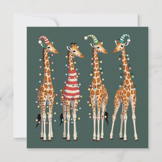 Schattige Kerstkijkende Giraffe Grappige Vakantie  Feestdagenkaart (Voorkant)