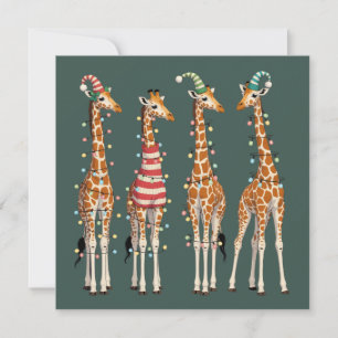 Schattige Kerstkijkende Giraffe Grappige Vakantie  Feestdagenkaart