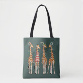 Schattige Kerstkijkende Giraffe Grappige Vakantie Tote Bag (Voorkant)