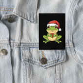 Schattige Kerstkikker met Santa-hoed die een cadea Button (Insitu)
