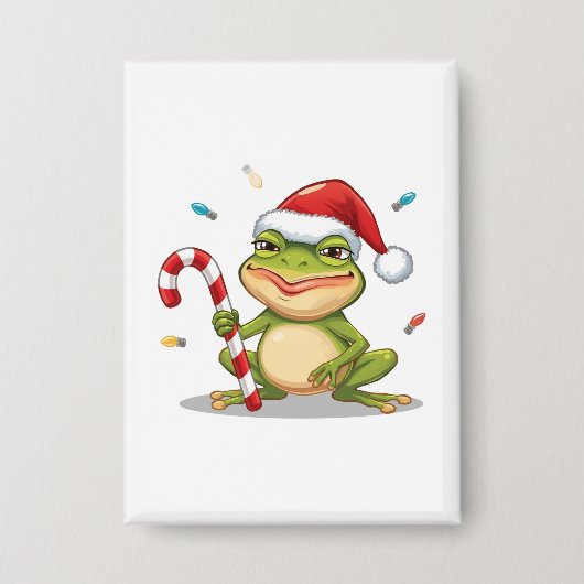 Schattige Kerstkikker Met Suikerriet - Grappige Fe Button (Voorkant)