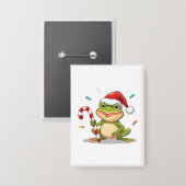 Schattige Kerstkikker Met Suikerriet - Grappige Fe Button (Voorkant / Achterkant)