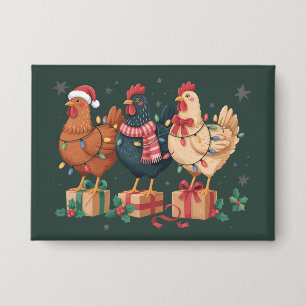 Schattige Kerstkippen Grappige Vakantieboerderij Button