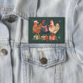 Schattige Kerstkippen Grappige Vakantieboerderij Button (Insitu)
