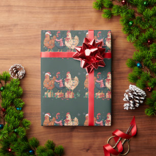 Schattige Kerstkippen Grappige Vakantieboerderij Cadeaupapier
