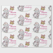 Schattige kerstkitten in een kerstmuts aangepaste  cadeaupapier (Vlak)