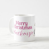 Schattige kerstkitten in een kerstmuts aangepaste  koffiemok (Voorkant links)