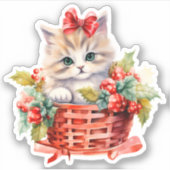 Schattige kerstkitten in een mand laptop Sticker (Voorkant)