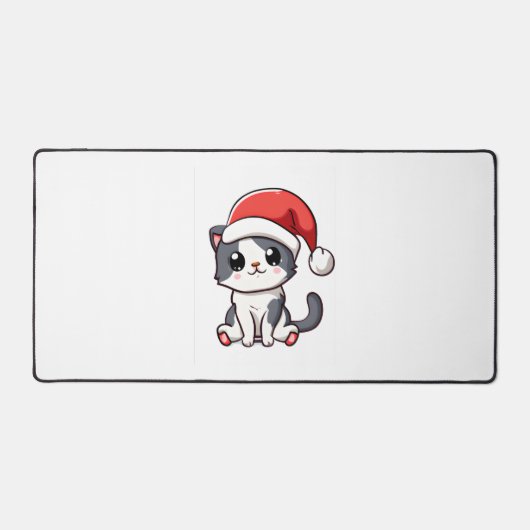 Schattige kerstkitten met kerstmuts bureaumat (Voorkant)