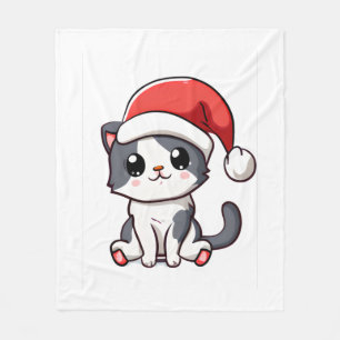 Schattige kerstkitten met kerstmuts fleece deken