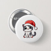 Schattige kerstkitten met kerstmuts ronde button 5,7 cm (Voorkant /achterkant)