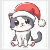 Schattige kerstkitten met kerstmuts sticker (Vel)