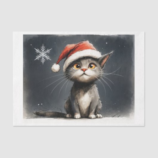 Schattige Kerstkitten met Sinterklaas pet Tissuepapier (Voorkant)