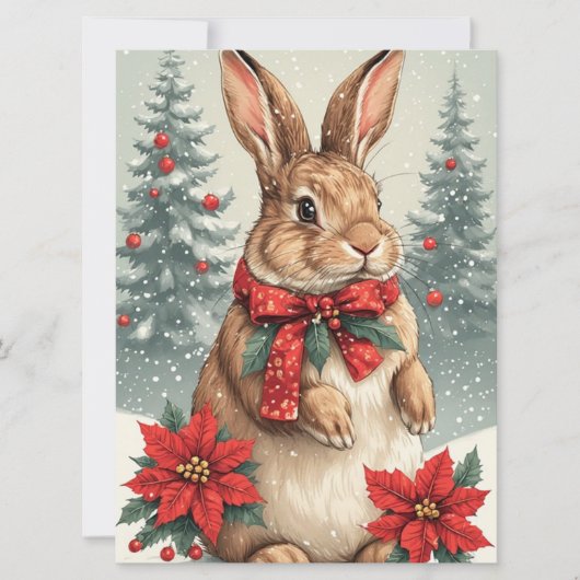 Schattige Kerstkonijn  Feestdagenkaart (Voorkant)