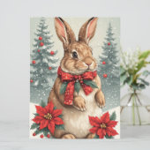 Schattige Kerstkonijn  Feestdagenkaart (Staand voorkant)