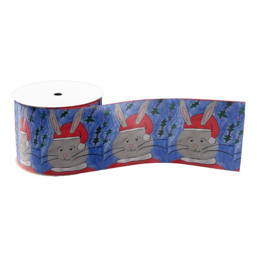 Schattige Kerstkonijn Grosgrain Lint (Spoel)