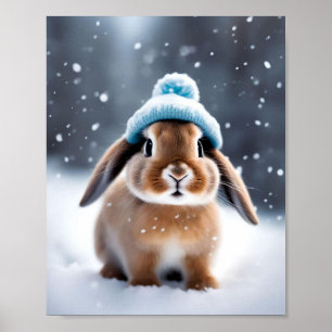 Schattige Kerstkonijn in een Bobble Pet EIGEN KUNS Poster