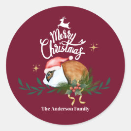 Schattige kerstkonijn ronde sticker