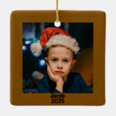 schattige kerstkrans jongen Kerstmis ornament (Achterkant)