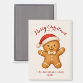 Schattige kerstkrans man met Santa-hoed -  Magneet (Voorkant / Achterkant)