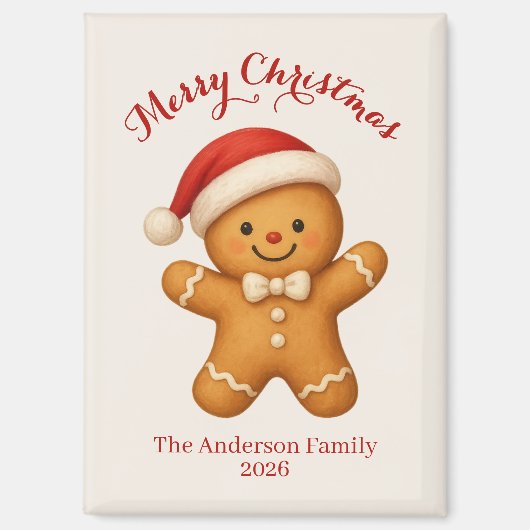 Schattige kerstkrans man met Santa-hoed -  Magneet (Voorkant)