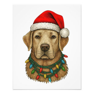 Schattige Kerstlabrador met Kerstmanhoed en Feestd Foto Afdruk