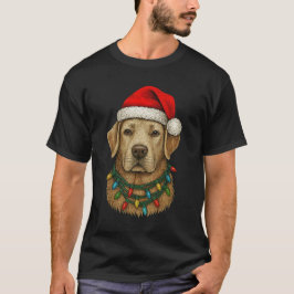 Schattige Kerstlabrador met Kerstmanhoed en Feestd T-shirt