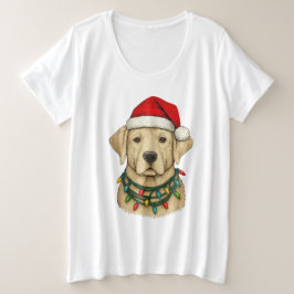 Schattige Kerstlabrador met Kerstmanhoed en Vakant Grote Maat T-shirt