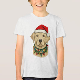 Schattige Kerstlabrador met Kerstmannenhoed en Fee Tri-Blend Shirt