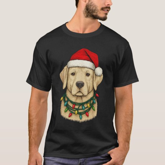 Schattige Kerstlabrador met Kerstmannenmuts en Fee T-shirt (Voorkant)