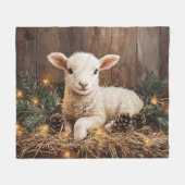 Schattige kerstlam rustiek schilderij fleece deken (Voorkant (Horizontaal))