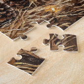 Schattige kerstlam rustiek schilderij legpuzzel (Zijkant)