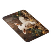 Schattige kerstlam rustiek schilderij magneet (Rechterzijde)
