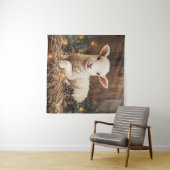 Schattige kerstlam rustiek schilderij wandkleed (In Situ (horizontaal))