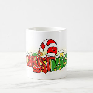 Schattige kerstletterillustratie – magische mok
