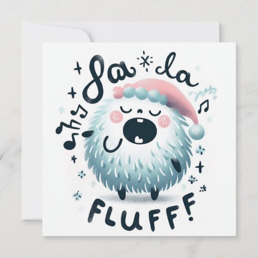 Schattige Kerstliedjeszanger "fa la fluff" Feestdagenkaart (Voorkant)
