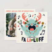 Schattige Kerstliedjeszanger "fa la fluff" Feestdagenkaart (Voorkant / Achterkant)